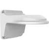 A metal wall mount bracket for security cameras, taken from a horizontal diagonal angle