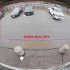 Uniview 180° camera snapshot of a parking lot, with overlay showing 2.8mm and 4.0mm lens views which are comparatively smaller