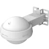 A spherical metal outdoor WiFi 6 access point with a metal bracket attached for wall mounting