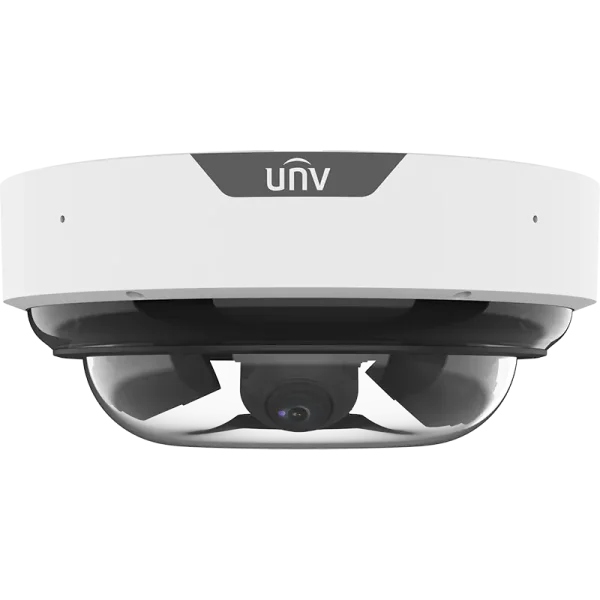 A large security camera with four lenses inside a circular dome made Uniview