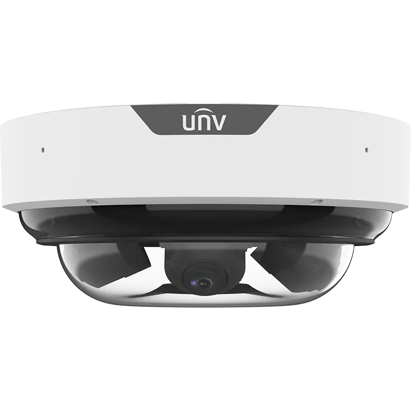 A large security camera with four lenses inside a circular dome made Uniview