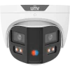 A security camera with two lenses facing at a 90-degree angle from each other, allowing for full 180-degree coverage