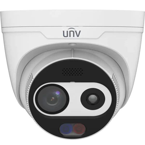 A Uniview turret camera with thermal and visible light sensors, front