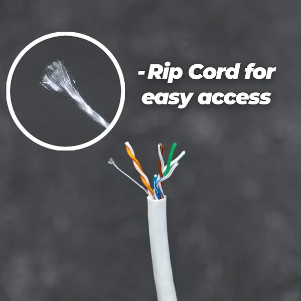 A pair of Cat5e wire zoomed up closely to see the individual twisted pairs