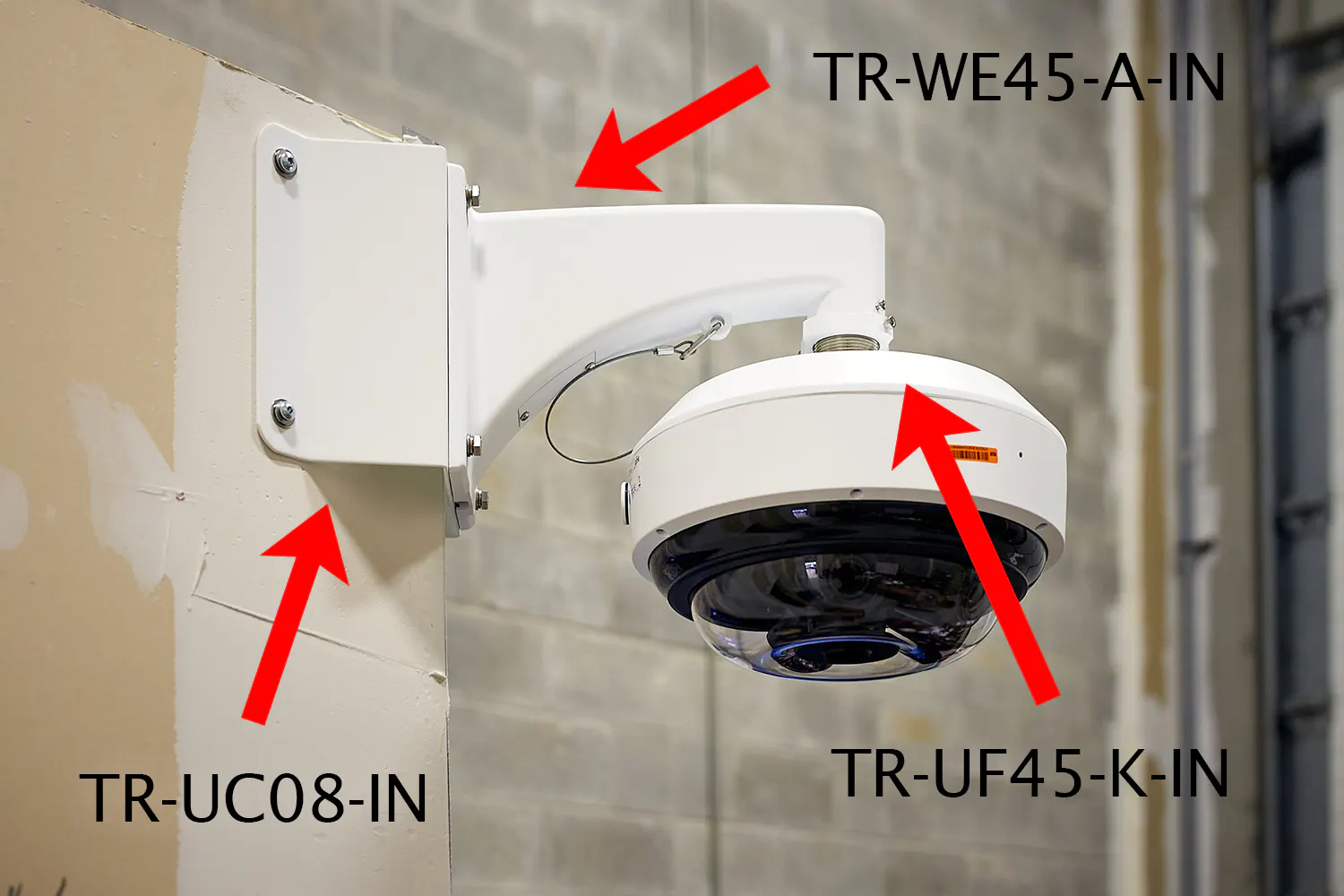 Uniview Multi-Sensor camera mounted on the corner of a wall using multiple Uniview accessories