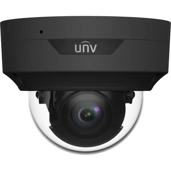 A dome security camera made by Uniview with a black housing. OwlView with wise-isp technology inside.