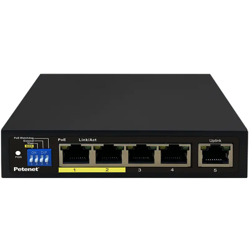  4-port Gigabit PoE+ injectors and 65W power adaptor