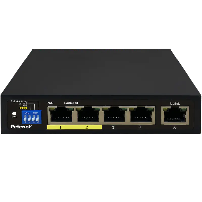  4-port Gigabit PoE+ Switch and 65W power adaptor