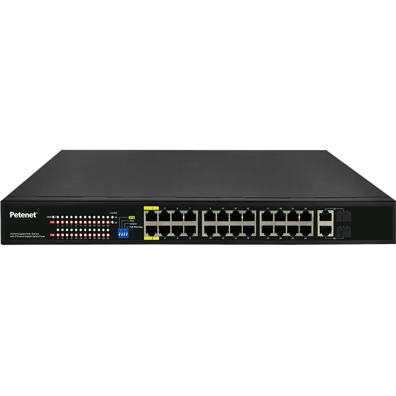  16-port Gigabit PoE+ Switch and 120W power adaptor